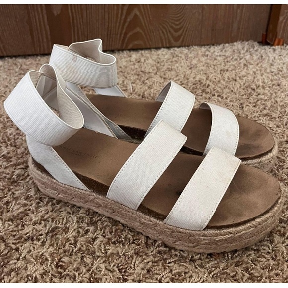 White Platform Wedge Sandals - Picture 3 of 4